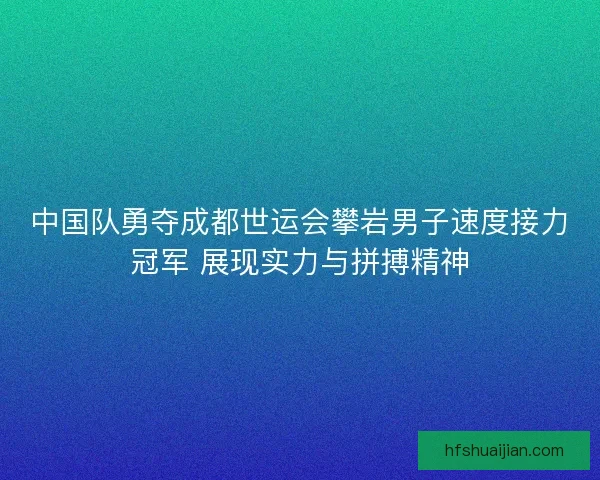 中国队勇夺成都世运会攀岩男子速度接力冠军 展现实力与拼搏精神
